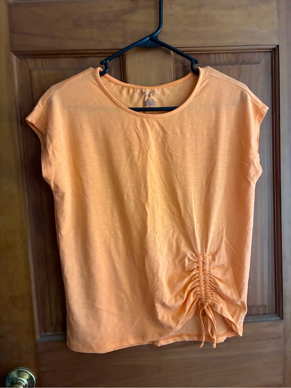 RACHEL Rachel Roy Orange Short Sleeve Ruched Side-Tie Top